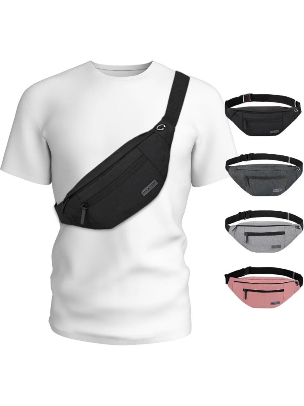 Large Fanny Pack for Women & Men - Stylish Crossbody Bag with 4 Zipper Pockets